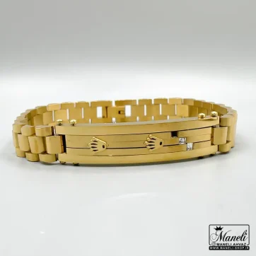خرید دستبند رولکس پلاک دار مردانه طلایی
