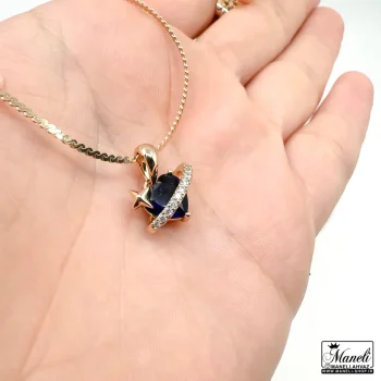 نیم ست زنانه ظریف قلب سورمه ای ژوپینگ | ضدحساسیت 14031065 - Image 5