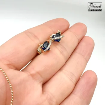 نیم ست زنانه ظریف قلب سورمه ای ژوپینگ | ضدحساسیت 14031065 - Image 4