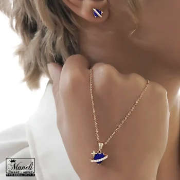 نیم ست زنانه ظریف قلب سورمه ای ژوپینگ | ضدحساسیت 14031065 - Image 3