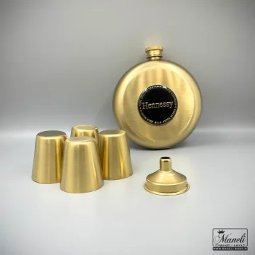 خرید هیپ فلاسک و شات طلایی Hennessy گرد | استیل