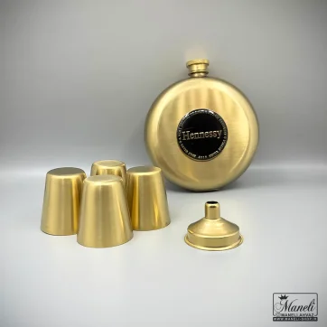 خرید هیپ فلاسک و شات طلایی Hennessy گرد | استیل