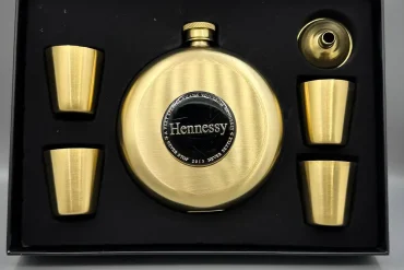 هیپ فلاسک و شات طلایی Hennessy گرد | استیل | چهار شات 140310104