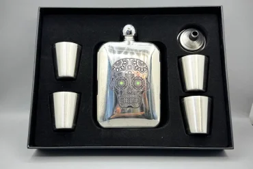 هیپ فلاسک و شات نقره ای طرح جمجمه | جذاب و متفاوت 140310106