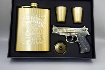 ست هیپ فلاسک و شات و فندک طرح کلت | استیل 140310110