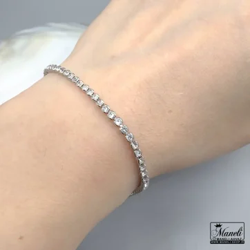 دستبند زنانه ظریف تمام نگین نقره ای | رنگ ثابت 14031154