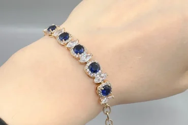 دستبند زنانه ژوپینگ با نگین های سورمه ای