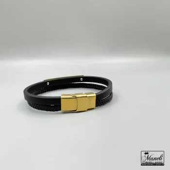 دستبند چرم مردانه با پلاک طلایی hublot هابلوت 14031199 - Image 4