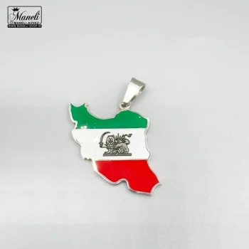 پلاک آویز ایران | فروهر و شیر و خورشید لوگوی نقره ای