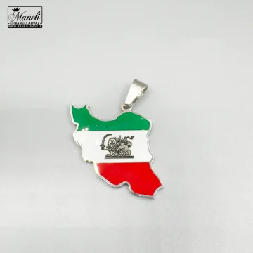 پلاک آویز ایران | فروهر و شیر و خورشید لوگوی نقره ای