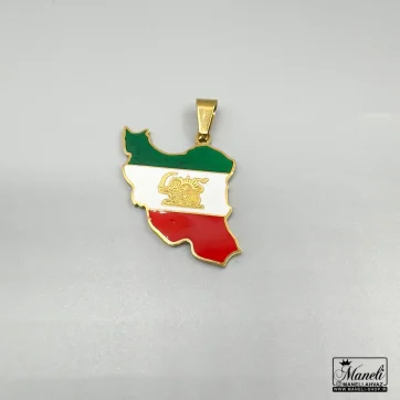 پلاک آویز ایران | فروهر و شیر و خورشید لوگوی طلایی