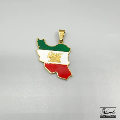 پلاک آویز ایران | فروهر و شیر و خورشید لوگوی طلایی