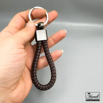 جاکلیدی بافت چرم قهوه ای