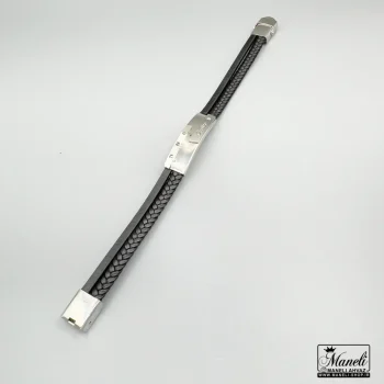 دستبند مردانه چرم با پلاک کارتیر سیلور | درجه یک 14031193 - Image 4