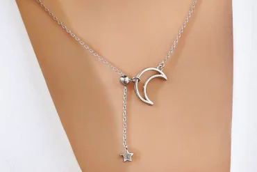 گردنبند مینیمال ماه و ستاره نقره ای ژوپینگ | ضدحساسیت 140311112