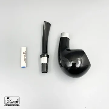 پیپ چوبی کاپیتان بلک مشکی با حلقه نقره ای 14031211 - Image 4