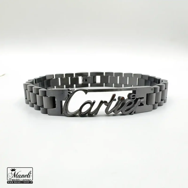 خرید دستبند رولکسی مشکی با پلاک Cartier