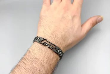 دستبند رولکسی مشکی با پلاک Cartier | استیل رنگ ثابت 14031138