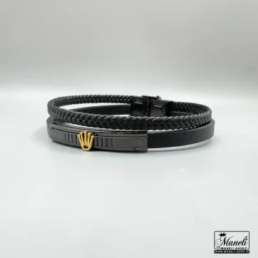 خرید دستبند چرم مردانه با لوگوی رولکس