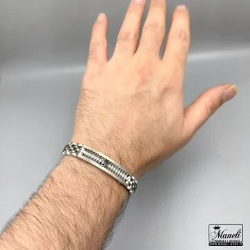 دستبند مردانه رولکس سیلور مشکی پلاک دار | استیل رنگ ثابت 14031134