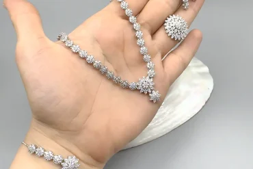 سرویس کامل مجلسی استیل | گردنبند ، دستبند ، انگشتر ،گوشواره | رنگ ثابت 14031141