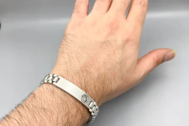 دستبند مردانه رولکس سیلور پلاک دار