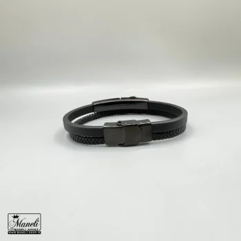 دستبند چرم مردانه با پلاک ورساچه 14031198 - Image 4