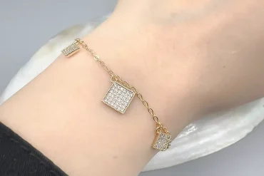 دستبند ظریف آویزدار دخترانه ژوپینگ | ضدحساسیت| رنگ ثابت 14031152