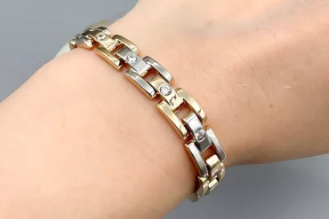 دستبند زنانه دورنگ طلایی نقره ای ژوپینگ | رنگ ثابت | ضدحساسیت 14031178