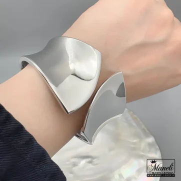 دستبند بنگل زنانه پهن و بزرگ استیل رنگ ثابت