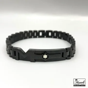 خرید دستبند رولکس مشکی با پلاک مونت بلانک | رنگ ثابت