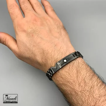 دستبند رولکس مشکی با پلاک مونت بلانک | رنگ ثابت 14040113