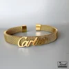 خرید بنگل مردانه حصیری رنگ طلایی با نوشته Cartier