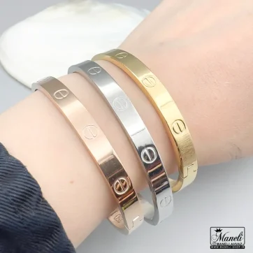 بنگل کارتیر سه رنگ طلایی ، رزگلد ، نقره ای | استیل ، رنگ ثابت 14040120