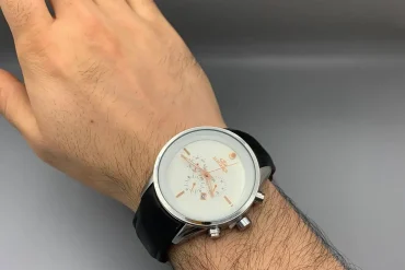 ساعت مردانه الگانس بند چرم مشکی | موتور ژاپن 14031241