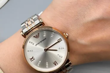 ساعت زنانه امپریو آرمانی رزگلد نقره ای صفحه ساده| موتور ژاپن 14031229