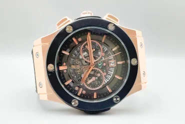 ساعت هابلوت قاب رزگلد مشکی مردانه | موتور چین 14040123