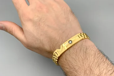 دستبند رولکس طلایی با پلاک مونت بلانک | رنگ ثابت 14040112