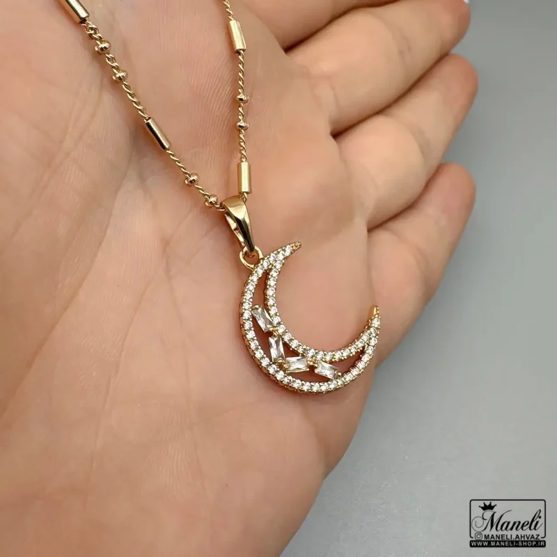 خرید گردنبند دخترانه ماه نگین دار ژوپینگ