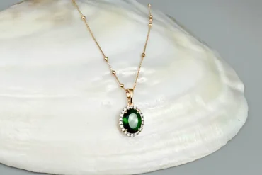 گردنبند نگین سبز ظریف ژوپینگ | ضدحساسیت 14031219