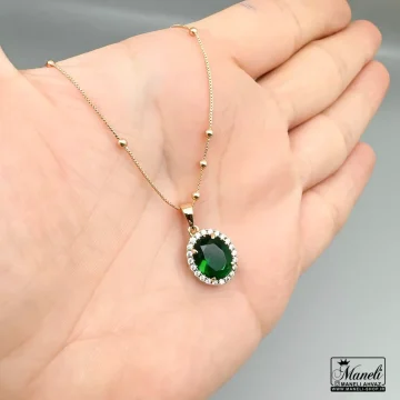 خرید گردنبند نگین سبز ظریف ژوپینگ