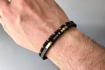 دستبند مردانه چرم رولکس دوردیفه 14031253