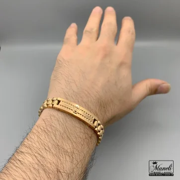 خرید دستبند مردانه رولکس رزگلد پلاک دار