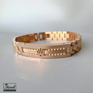 قیمت دستبند مردانه رولکس رزگلد پلاک دار