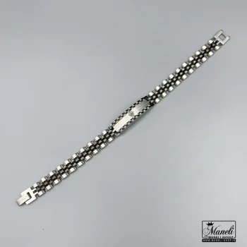 دستبند رولکس مشکی نقره ای پلاک دار | رنگ ثابت 14040110 - Image 4