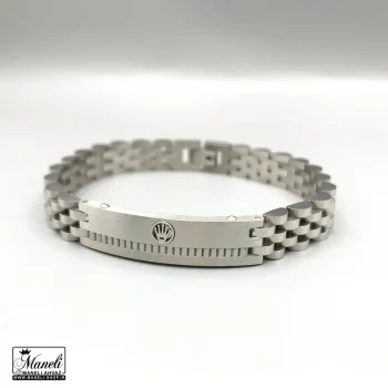 دستبند رولکس نقره ای پلاک دار | رنگ ثابت 14040114 - Image 2