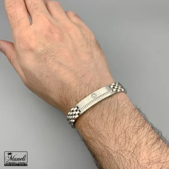 دستبند رولکس نقره ای پلاک دار | رنگ ثابت 14040114