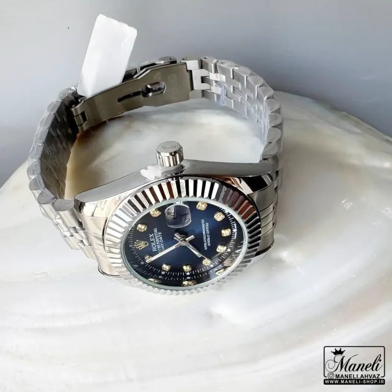 rolex watch woman blue silver 1