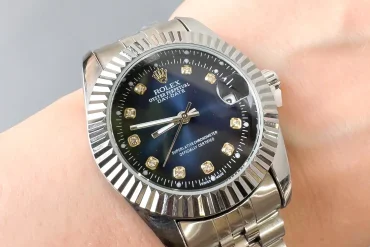 ساعت زنانه رولکس نقره ای صفحه آبی | موتور تایوان 14031240