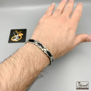 دستبند سیلور مشکی مردانه | رنگ ثابت - استیل 14040169